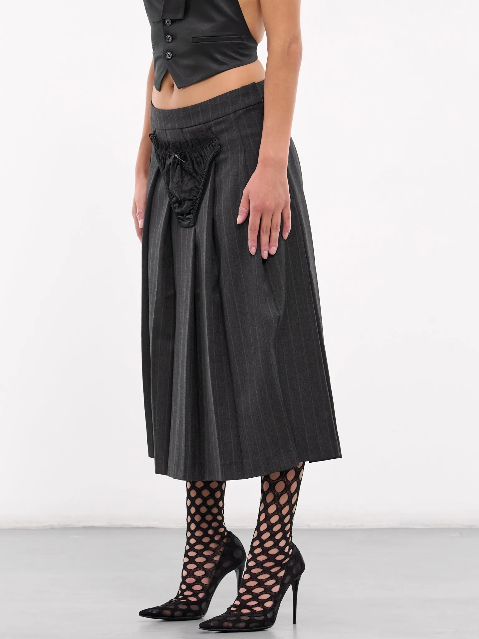 Underwear Pleated Skirt (S104-GREY-BLACK)