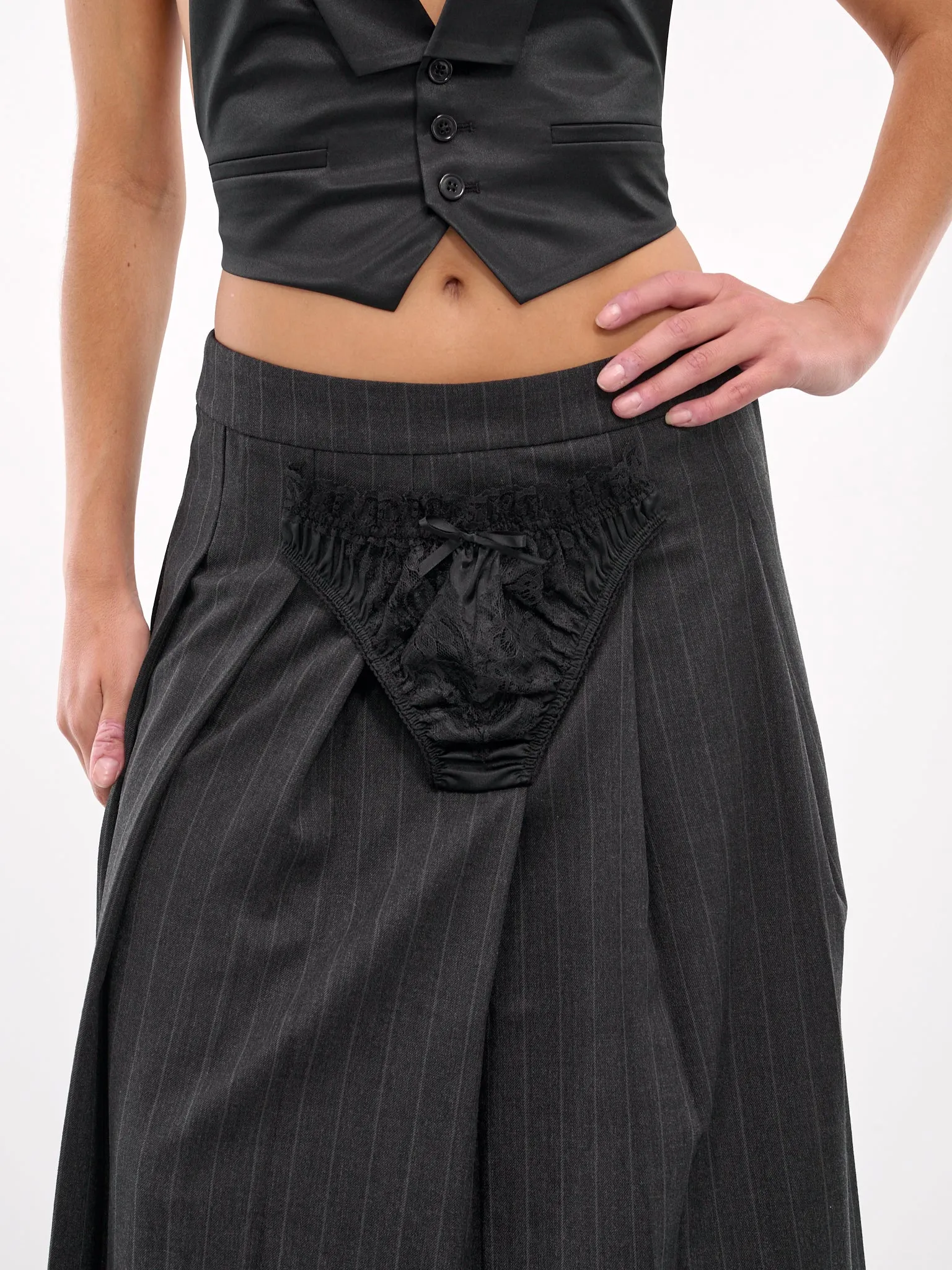 Underwear Pleated Skirt (S104-GREY-BLACK)