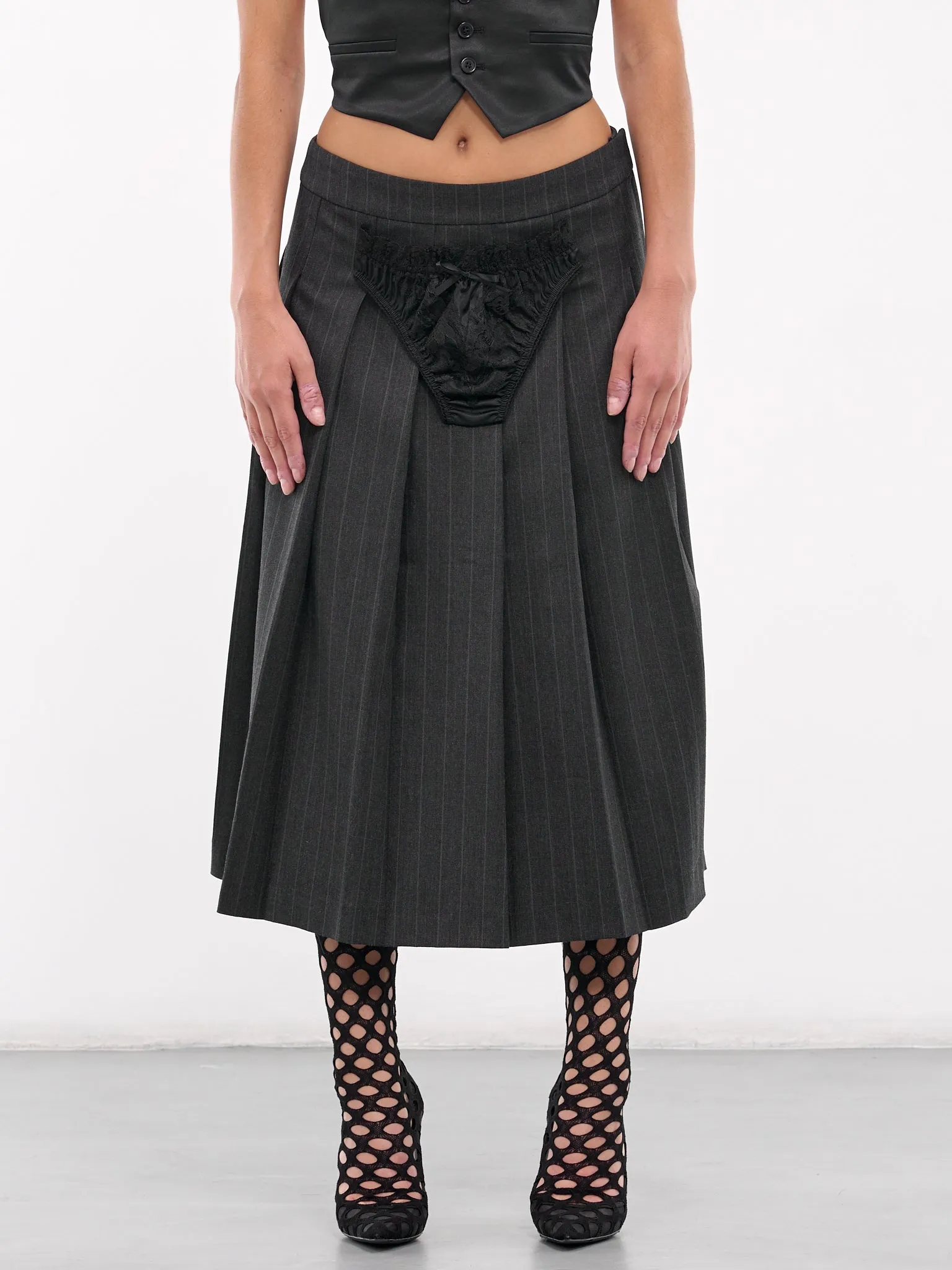 Underwear Pleated Skirt (S104-GREY-BLACK)