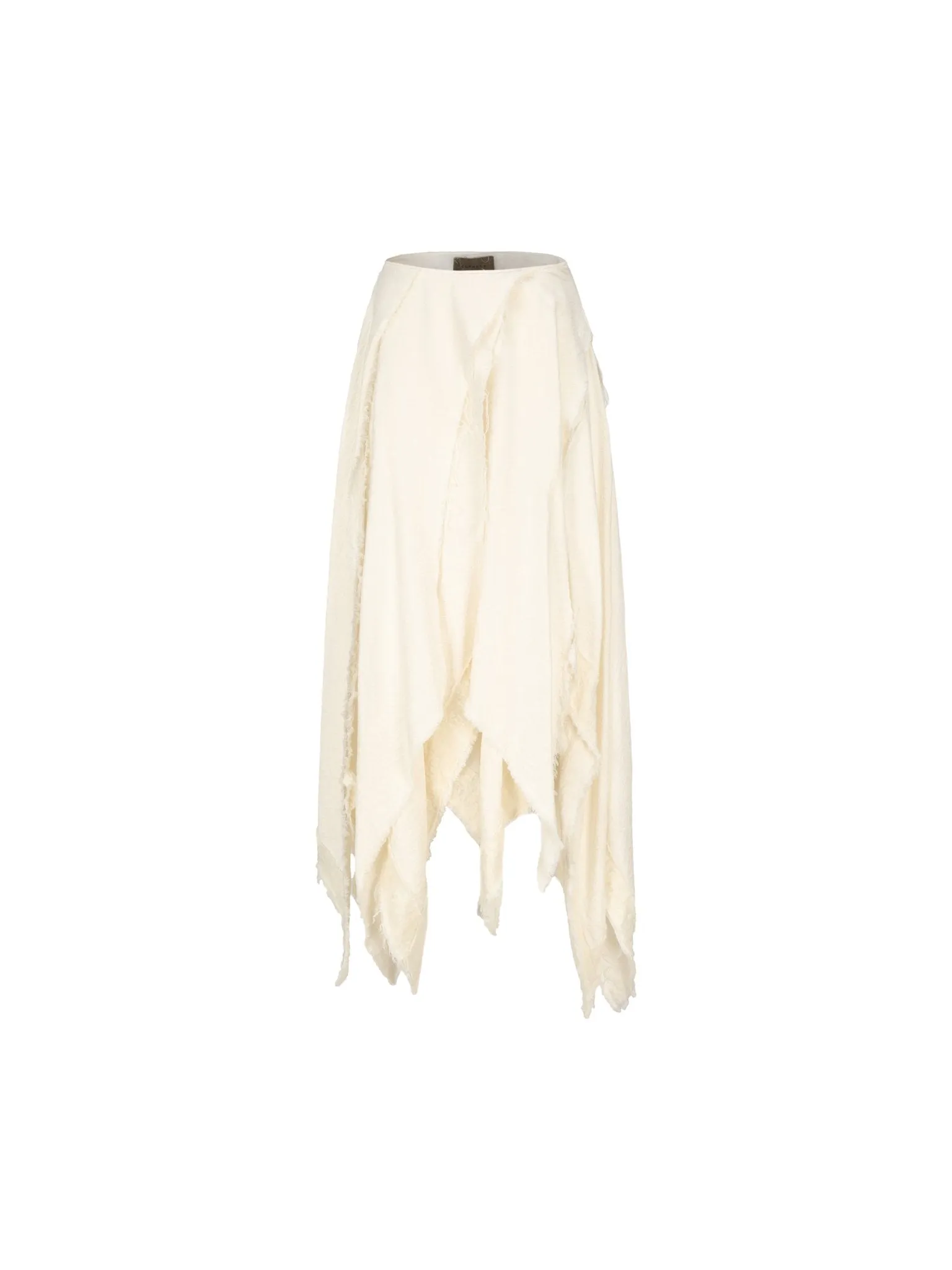 White Hollow Wool Maxi Skirt