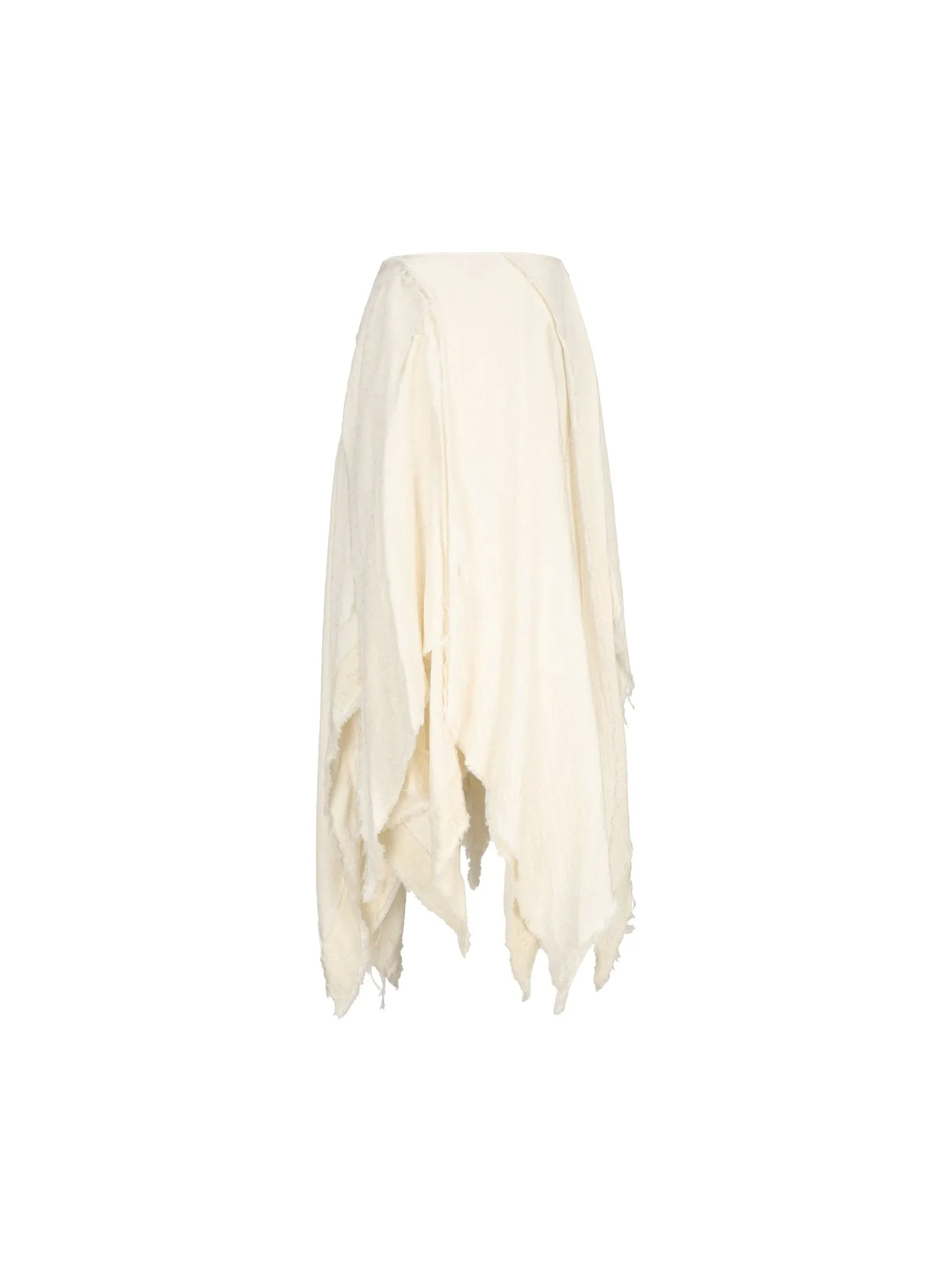 White Hollow Wool Maxi Skirt