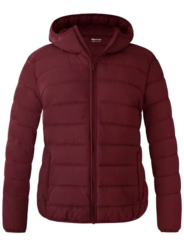 Women's Plus Size Hooded Winter Jacket Lightweight Quilted Recycled Polyester Puffer Jacket