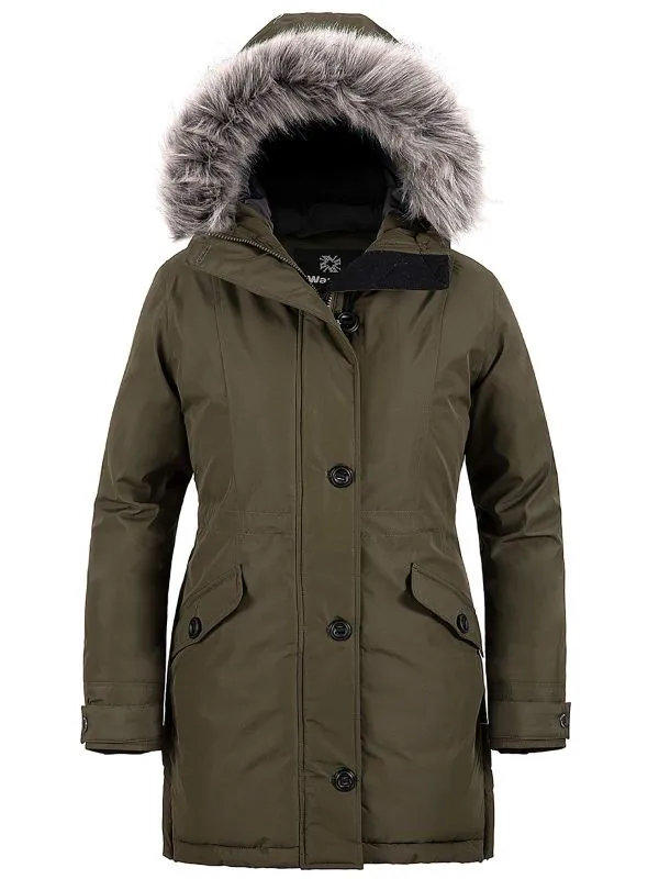 Women's Warm Winter Coat Waterproof Parka Long Puffer Jacket with Faux Fur Hood Acadia 36