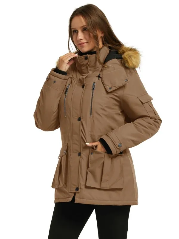 Women's Warm Winter Parka Coat With Faux Fur Hood