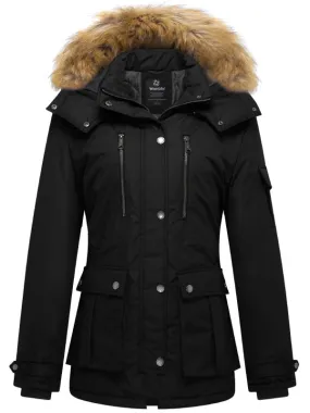 Women's Warm Winter Parka Coat With Faux Fur Hood