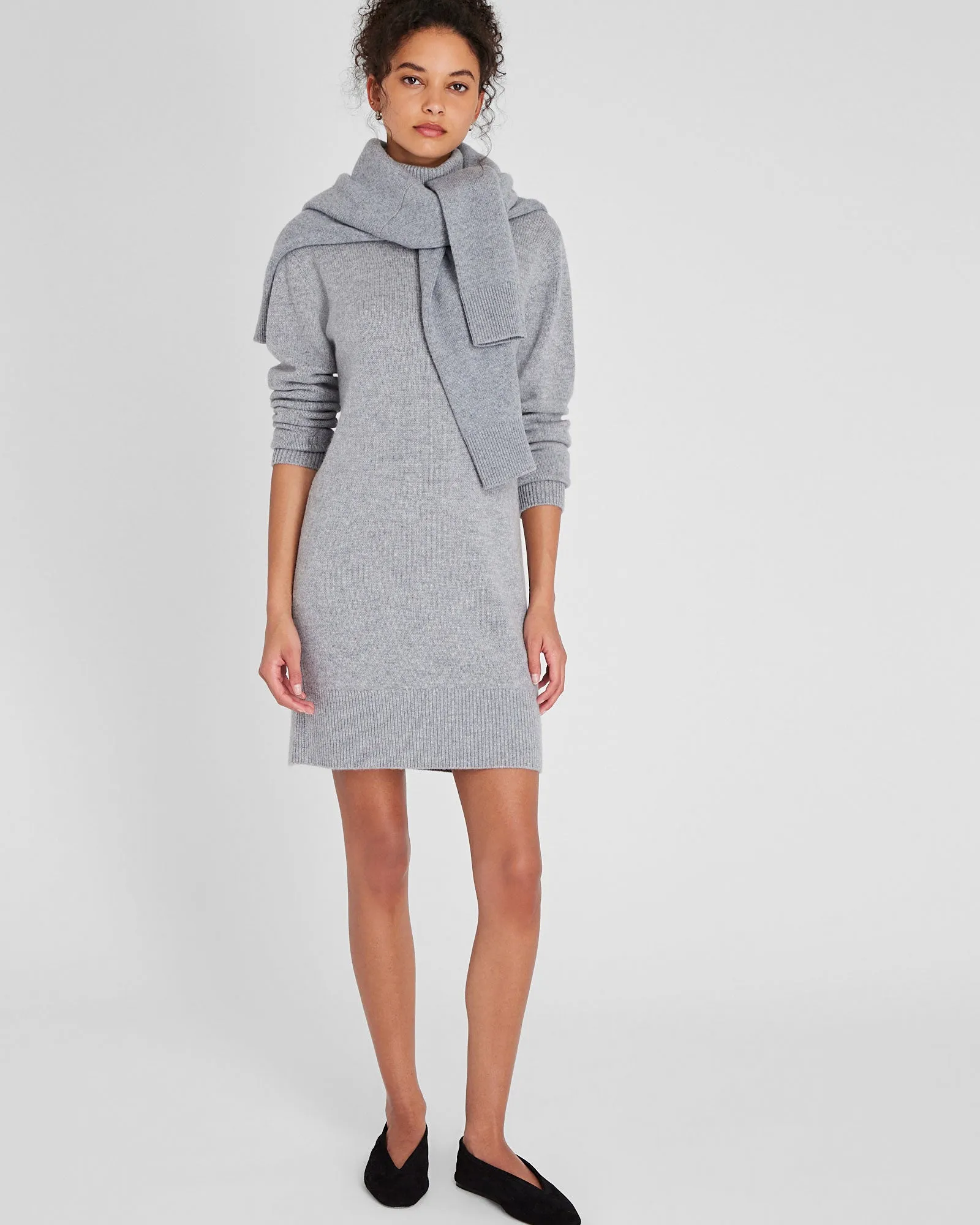 Wool-Cashmere Blend Mini Turtleneck Dress