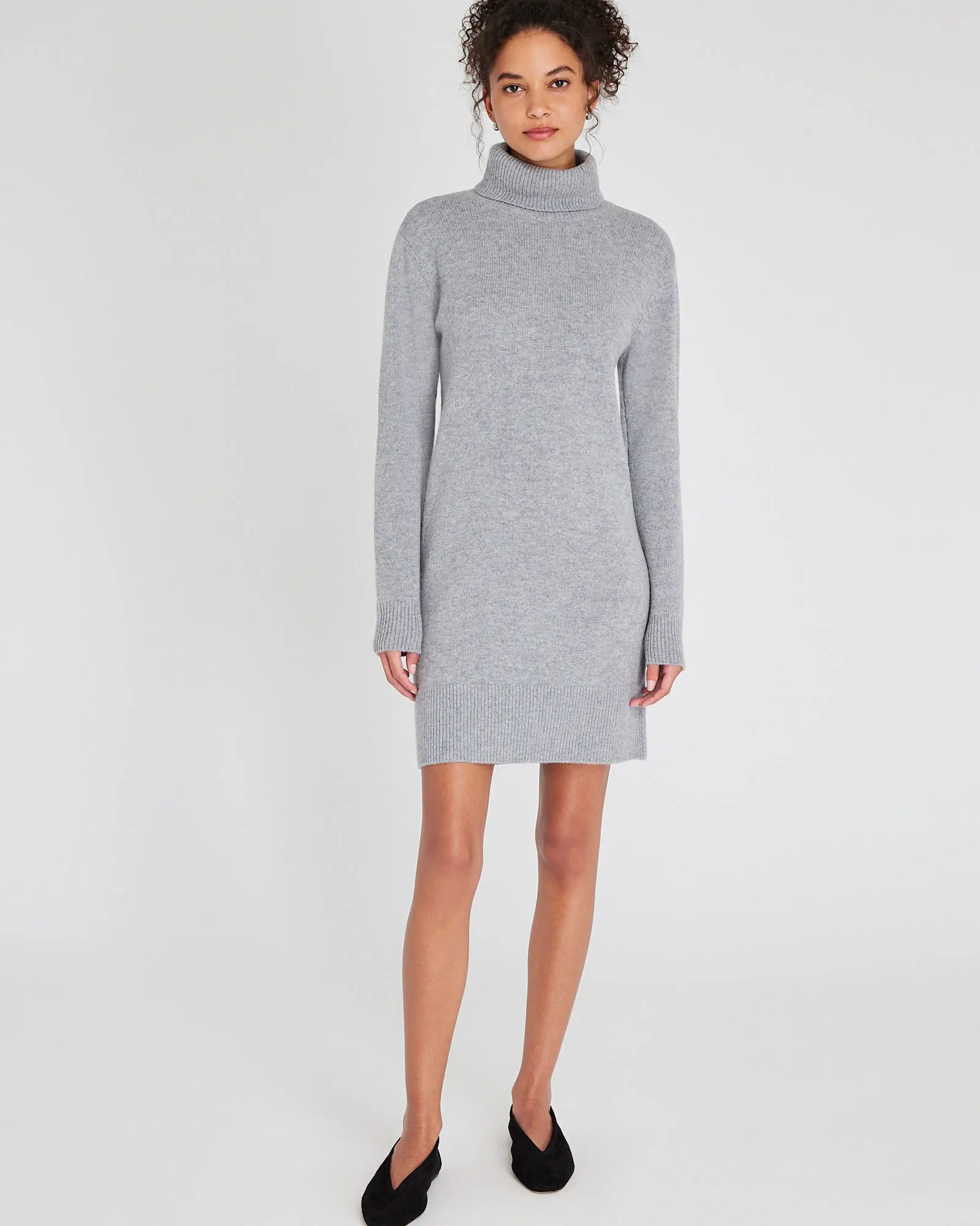 Wool-Cashmere Blend Mini Turtleneck Dress