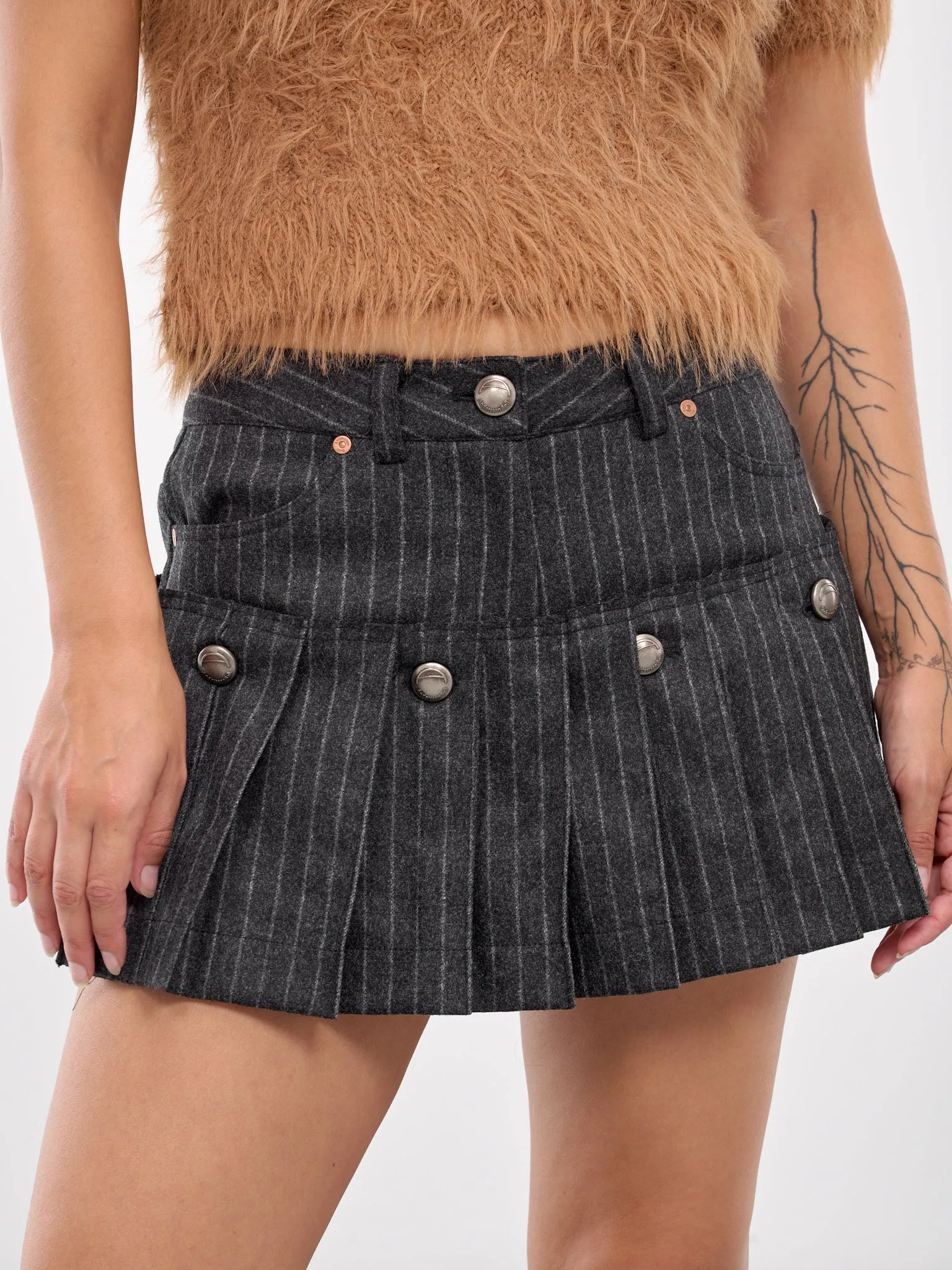 Wool Pinstripe Skort (APA761W-BLACK)